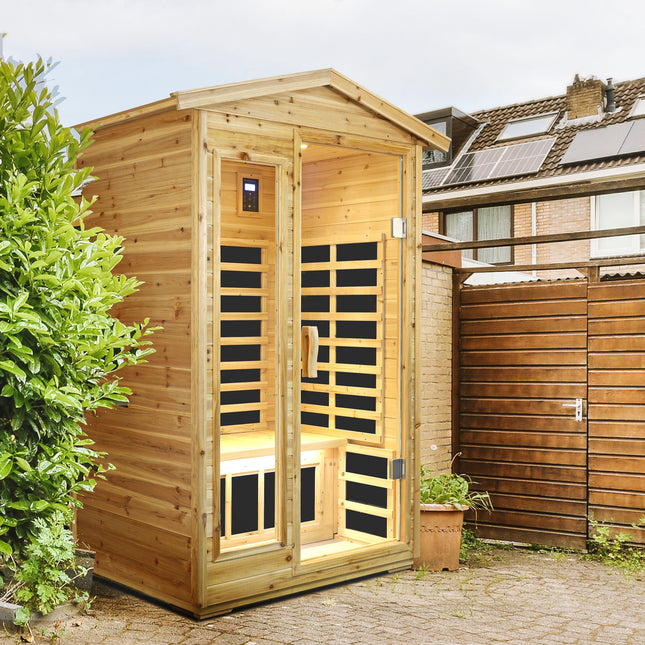 Two person Far infrared old fir outdoor sauna room