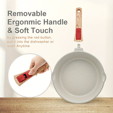 10 Pcs Pots and Pans Set with lid, Kitchen Cookware Sets for Cooking with Removable Handle,