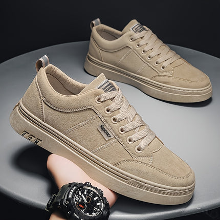 Men's Anti-Odor Anti-Slip Breathable -like Upper & Rubber Sole Work Shoes - Beige Low-Top Sneakers with Arch,