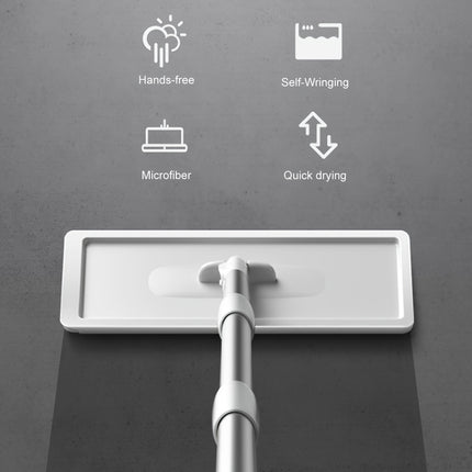 Mop And Bucket with Wringer Set, White Flat Squeeze Mop Bucket Set for Floor Cleaning, Wet Dry Mop for Wall Cleaner with Long Handle, Hardwood Floor Mop with 3 Microfiber Cloths