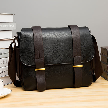 Men'S Vintage Flap Messenger Bag, a Spacious Shoulder Bag Suitable for Commuting, Back
