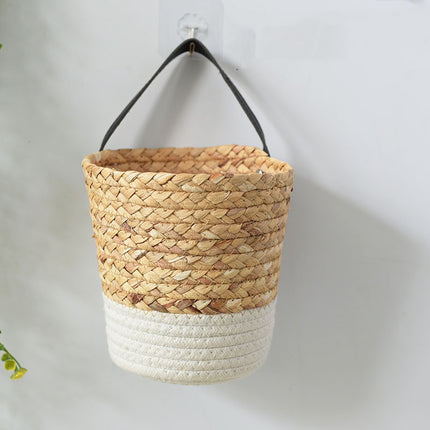 Garden Plant Basket Cattail Woven Hanging Basket