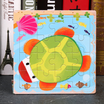 Large Wooden 9-piece Flat Puzzle Toy For Children