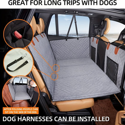 Heavy Duty Pet Car Seat Pad, Car Travel Bed For Dogs, Gray, Car Seat Cushion For Dogs, Dog Travel Hammock For Car Christmas Gift