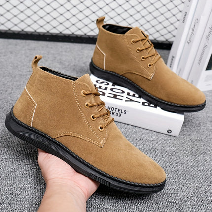 Men'S Casual Lace-Up Loafers - Brown Faux, Soft Sole, Round Toe, Comfortable Walking