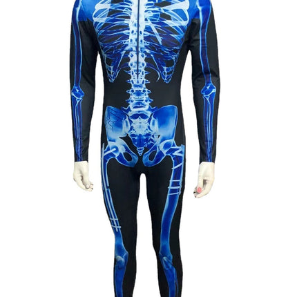 Halloween Long Sleeve Tights See-through Skeleton 3D Printed One-piece