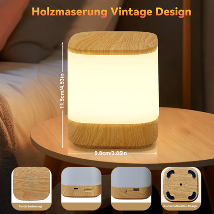 Wood Grain/White 1800/3600mAH LED Desk Lamp Office Lamp Touch Dimmable