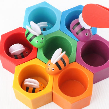 Wooden Toys Hive Board Games Children Early Education Clip Catch Bee Sensory Toys For Kids Hand-eye Coordination Game