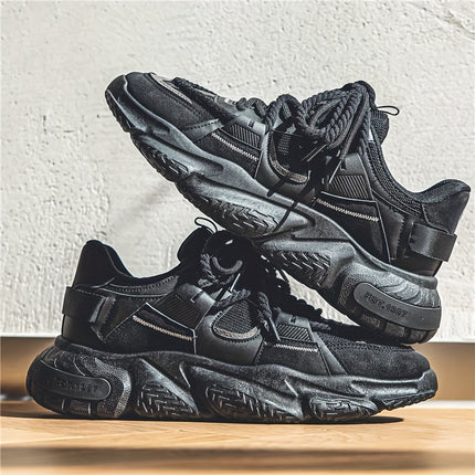 Men's Vintage Old School Style Chunky Shoes, Comfy Non Slip Durable Lace Up Sneakers For Men's Outdoor Activities
