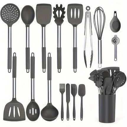 17pcs,Silicone Cooking Utensil Set, Heat Resistant Silicone Cooking Kitchen Utensils Set, Non-stick