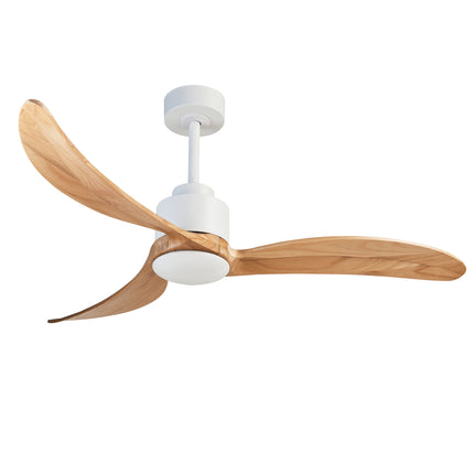 52' Ceiling Fan with Dimmable LED Light Remote Control,Quiet DC Motor 6 Speed Levels,Adjust Height( 3 PCS Rod) Reversible Ceiling Fan, for Patio Living Room, Bedroom, Office,Indoor.(White +Natural)