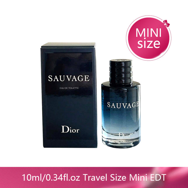 Dior Sauvage Parfum Mini Splash Eau De Toilette Perfume For Men Mini EDT Splash, (10ml/ 0.34 Fl.Oz), Travel Size,