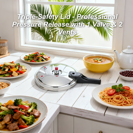 HCX Certified Stainless Steel Pressure Cooker - Multi-Safety, Fast Cooking