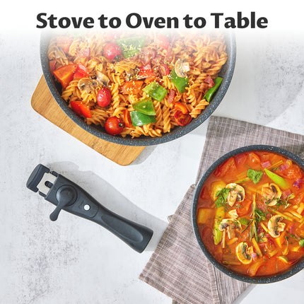 Cookware Set 10pcs, Nonstick Pots and Pans Set with Removable Handles, for All Hobs, Stackable Design