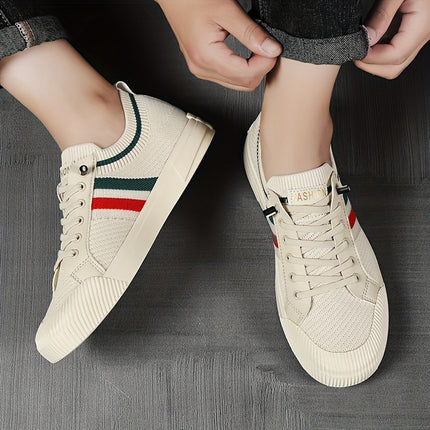 Breathable Lightweight Men's Casual Sneakers | Low-Top Lace-Up Design with Fabric Upper & PVC Sole,
