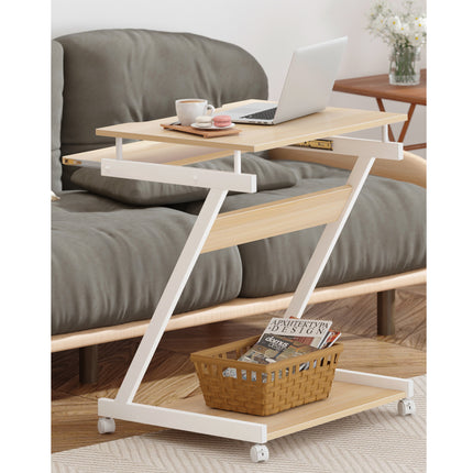 23.6 inch Mobile Laptop Desk, Small Bed Table Portable Computer Desk on Wheels