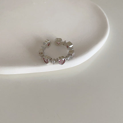 Charming Sweet Zircon Heart-shaped Ring For Girls