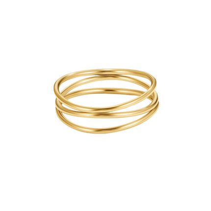 Minimalist Titanium Steel Three-Layer Geometric Line Ring