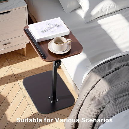 360° Rotating C-Shaped Adjustable Height Laptop Table with Built-In Storage