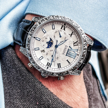 Luxury Vintage Relief Men'S Watch Case Featuring a Sophisticated Design with Automatic Mechanical Movement,
