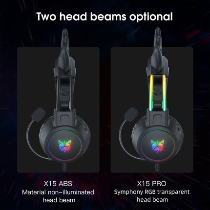 X15pro black RGB wired gaming headphones with a pair of cute deer ears, noise reduction,
