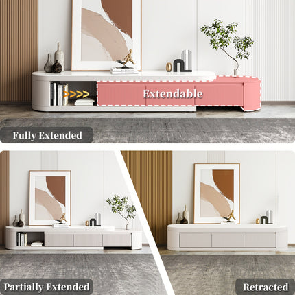No Assembly Required Modern Adjustable 70.86'' to 122'' L TV Cabinet with Storage Cabinet Entertainment Center