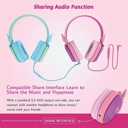 Lightweight Foldable Over-Ear Stereo Headset With Safe Volume Control & Built-in Mic