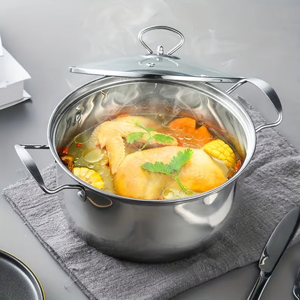 10pcs Stainless Steel Cookware Set - 5 Pots & 5 Lids, Double Handles for Easy Grip,