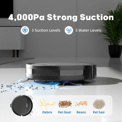 Robot Vacuum Cleaner, 4000pa Max Power Suction, Regular Cleaning, Auto Charging,