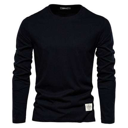 Men's Fashion Casual Exercise Outer Wear Round Neck Cotton Base Shirt