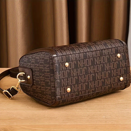 Designer-Inspired Boston Handbag for Women, Large Capacity Shoulder Bag with Zipper Closure
