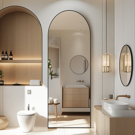 64"x21"/59"x16" Size With Stand, Tall Full Body Mirror, Hanging Or Leaning For Wall, Aluminum Alloy Thin Frame