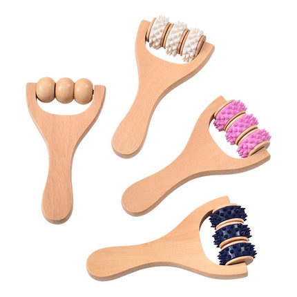 Portable Roller Foot Meridian Massage Wooden