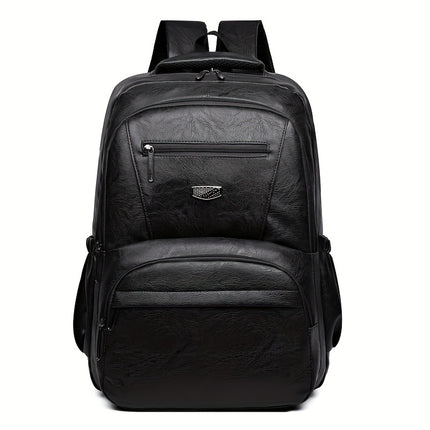 Men's Vintage PU Large Capacity Multi-Pocket Backpack, Casual Commuter Travel Backpack