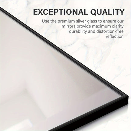 Full Body Mirror, Large Mirror, Bedroom Mirror With Black Aluminium Frame, Black, 65"x22"