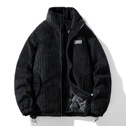 Winter Corduroy Cotton-padded Coat Warm Stand Collar Zipper Jacket Casual Outdoor Streetwear Men's Clothing