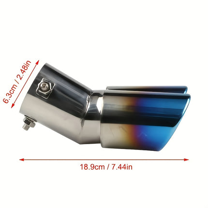 Universal Dual Exhaust Pipe with Blue Tips, Made of Stainless Steel, Designed for