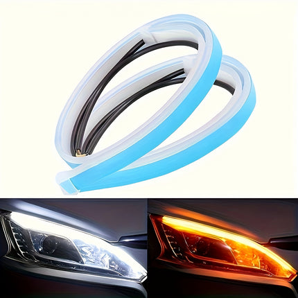 2pcs 60.96 cm LED decorative light strip with flowing light, universal car lights, fashionable start scanning,