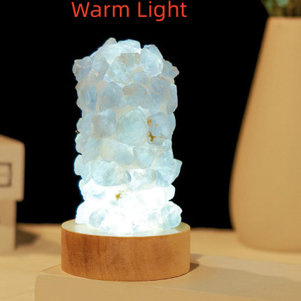 Natural Amethyst Vug Tooth Flower Mini Night Light Usb Plug-in