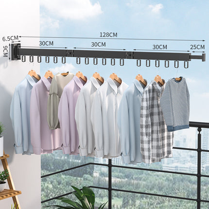 Folding Clothes Hanger Wall Mount Retractable Cloth Drying Rack Indoor & Outdoor Space Saving Aluminum Home Laundry Clothesline