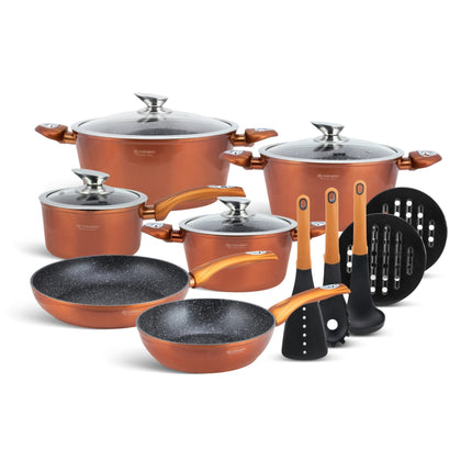 15pcs Ceramic And Marble Cookware Set with Kitchen Accessories | Induction Cookware Set