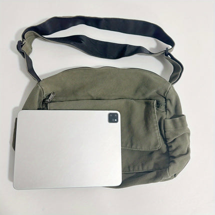 Stylish Retro Y2K Crossbody Bag Available in 4 Colors, Made of Durable Canvas with a Large Capacity