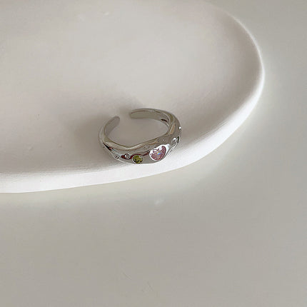 Charming Sweet Zircon Heart-shaped Ring For Girls