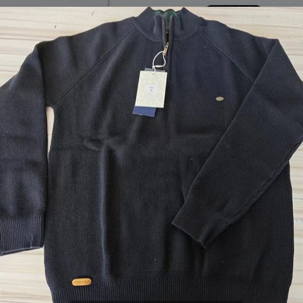 Men's Zipper Stand Collar Knitted Sweater Fashion Slim Solid Color