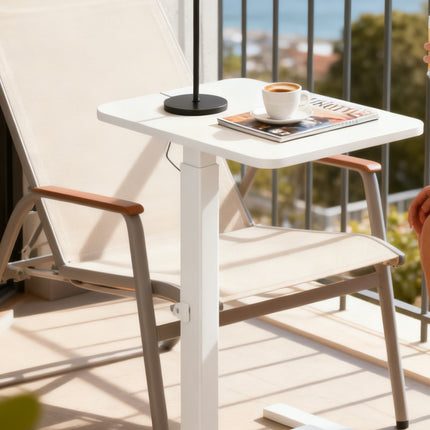 Adjustable Height Bed Tray Table & Tilting Laptop Desk - Heavy-Duty Metal Portable Bedside Workstation