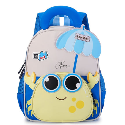 personalized large capacity backpack, stylish cartoon backpack, cute crab pattern, zipper closure