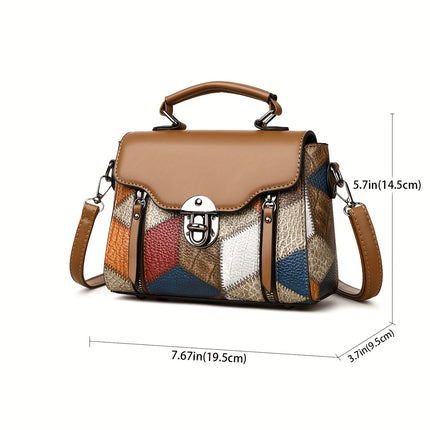 Geometric Handbag - Adjustable Shoulder Strap, Large Capacity Anti-Theft Zipper Closure