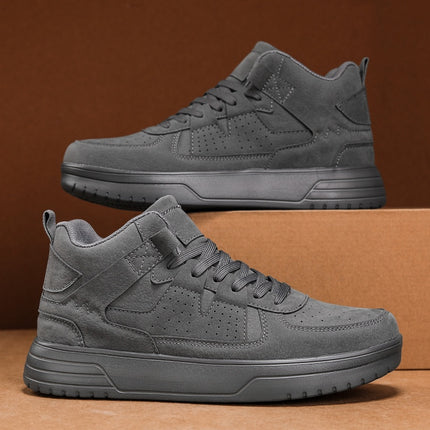 Outdoor Casual Sneakers - Beige PU Upper, MD Sole & EVA Cushioning, Breathable Fabric Lining