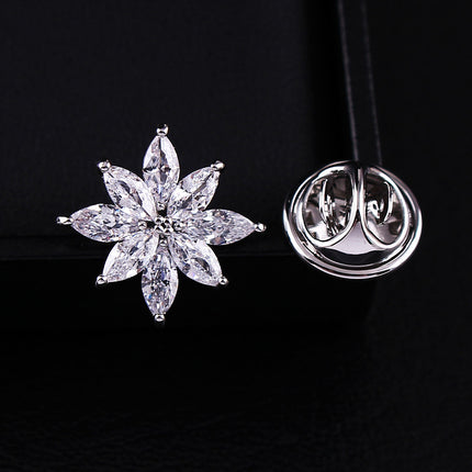 Crystal Small Brooch Collar Pin Gold-plated Micro Inlaid Zircon High-grade Anti-exposure Cap Ornament