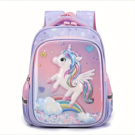 A Lightweight Backpack with a 3D Hard Shell Featuring Cartoon Mermaid And Unicorn Designs